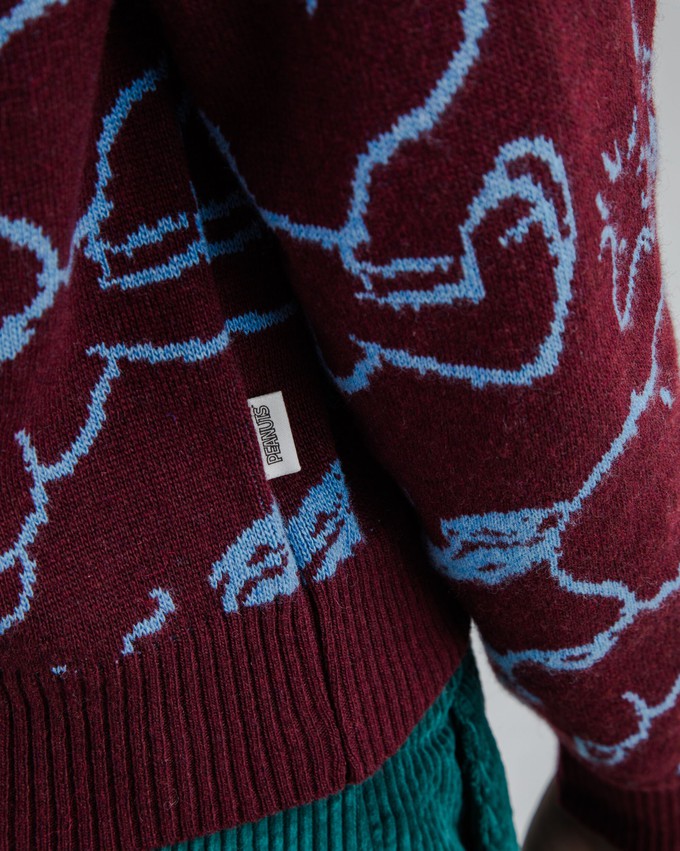 Peanuts Cropped Sweater Jacquard Chocolate from Brava Fabrics