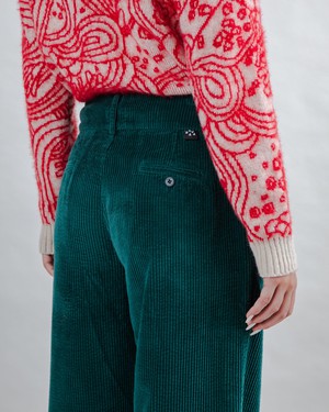 Corduroy Pleated Pants Dark Green from Brava Fabrics