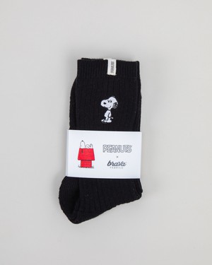 Peanuts Snoopy Ribbed Socks Black from Brava Fabrics