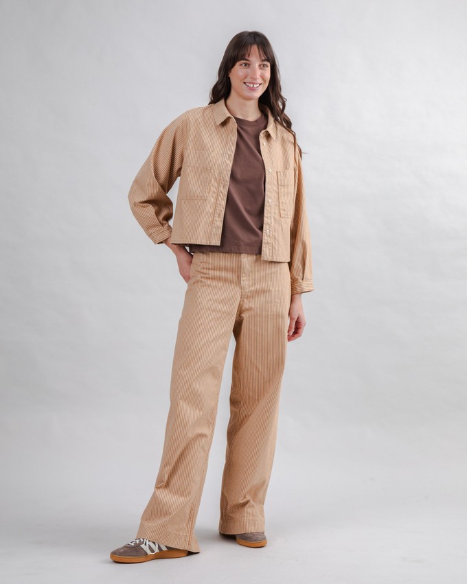 Striped Boxy Shirt Camel from Brava Fabrics