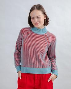 Bicolor Wool Cropped Sweater Blue via Brava Fabrics