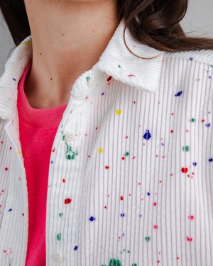Splash Paint Corduroy Long Overshirt from Brava Fabrics