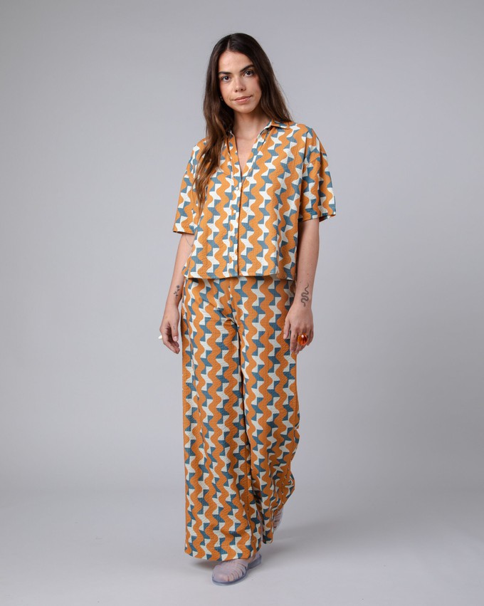 Big Tiles Cropped Blouse Ochre from Brava Fabrics