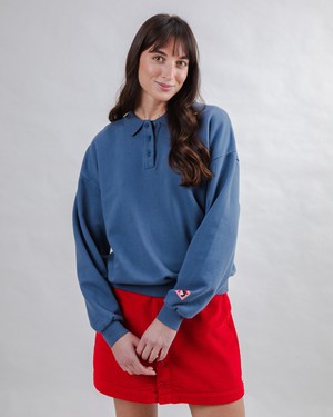Brava Gum Polo Sweatshirt Indigo from Brava Fabrics
