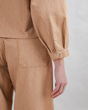Striped Boxy Shirt Camel from Brava Fabrics
