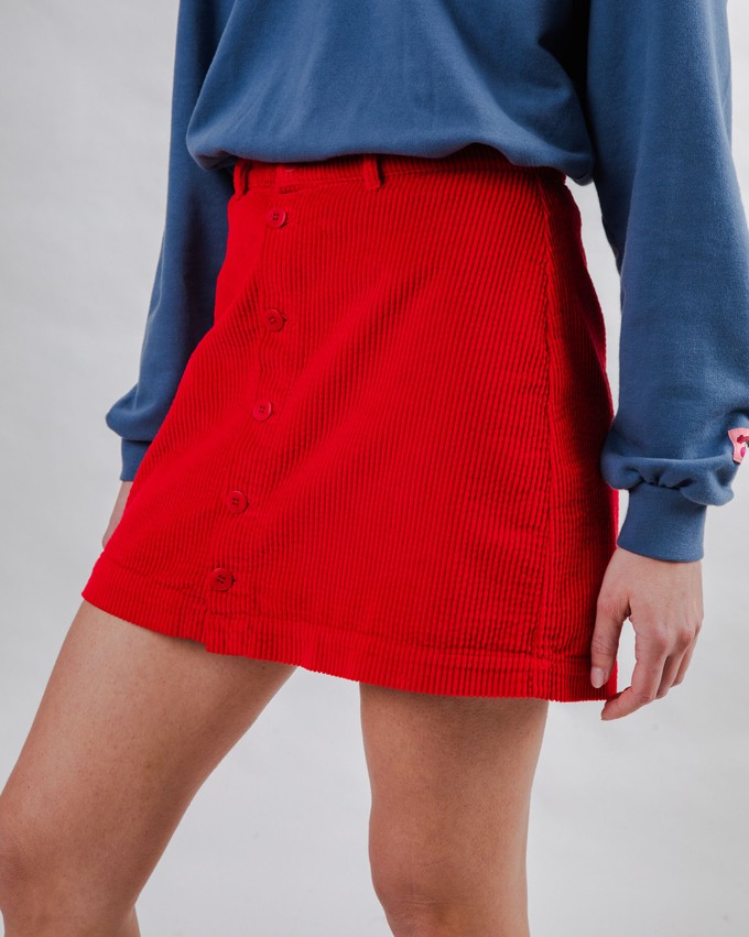 Corduroy Mini Skirt Red from Brava Fabrics