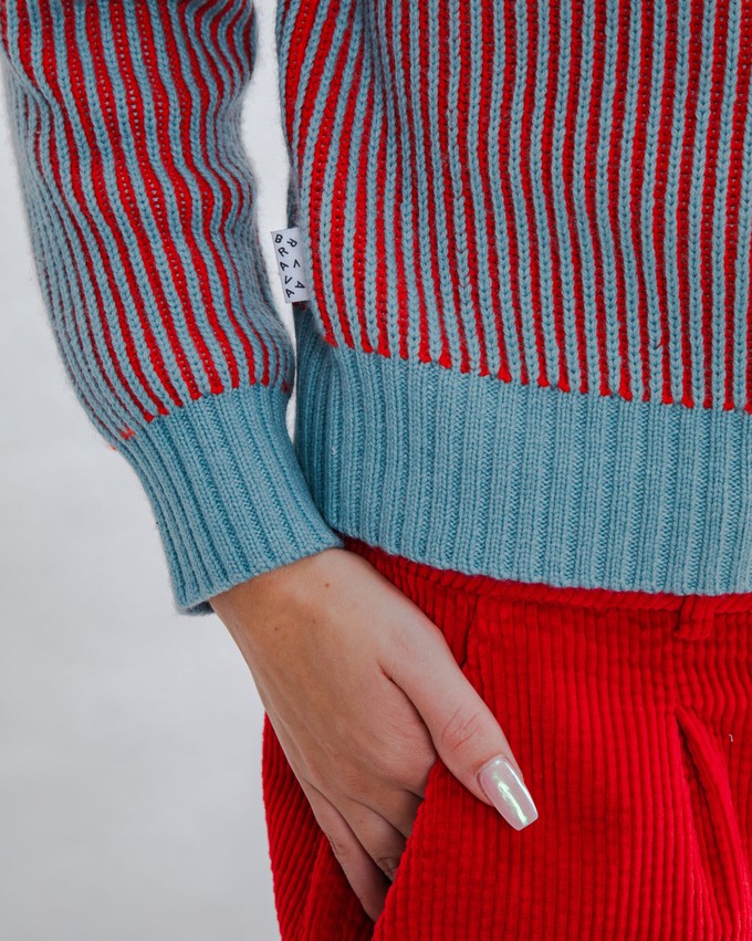 Bicolor Wool Cropped Sweater Blue from Brava Fabrics