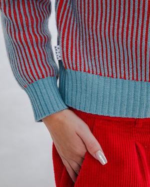 Bicolor Wool Cropped Sweater Blue from Brava Fabrics