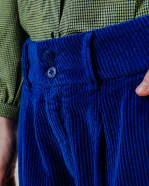 Corduroy Pleated Pants Klein Blue from Brava Fabrics