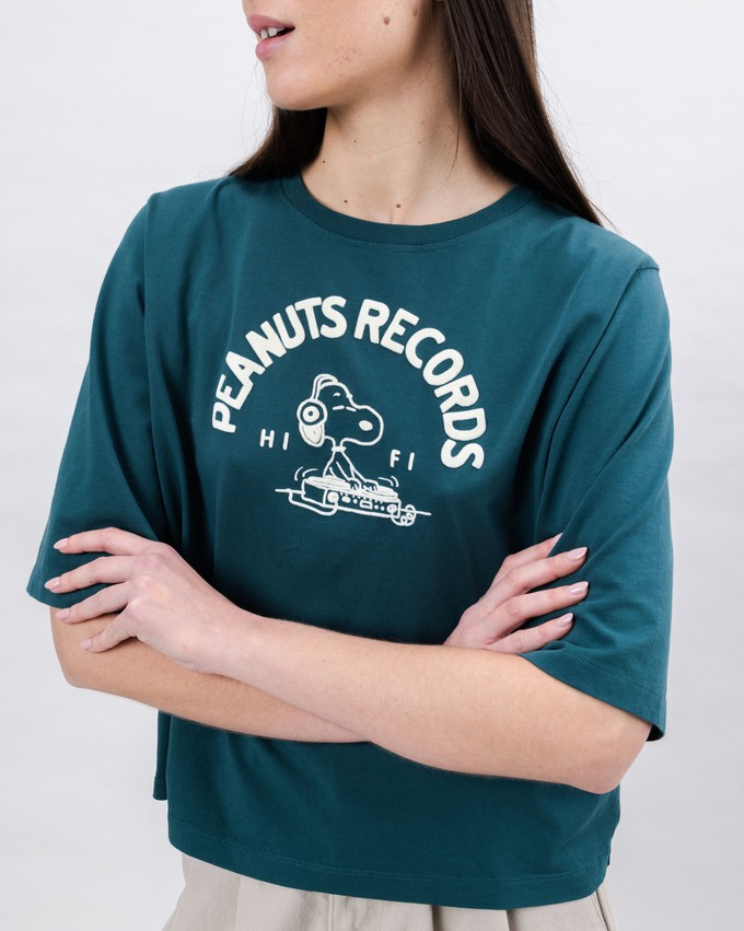 Peanuts Records Squared Tee Green from Brava Fabrics