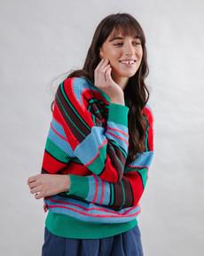 Multistriped Sweater Batwing via Brava Fabrics