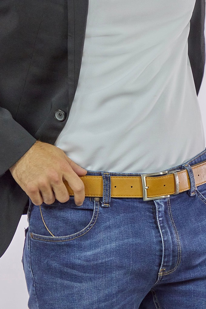Reverse reversible belt – Black/Camel from CANUSSA