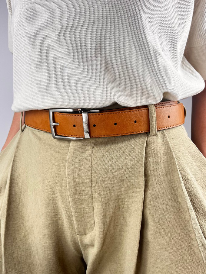 Reverse reversible belt – Black/Camel from CANUSSA
