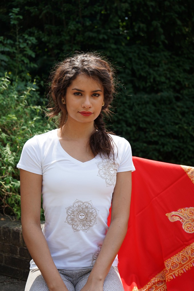 White Indian Motif Tee from chaYkra