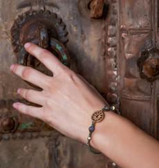 Olive Green Sun Salutation Macramé Meditation Bracelet with Labradorite via chaYkra