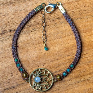 Moonstone Lotus Macramé Bracelet with Emeralds from chaYkra