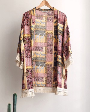 Safari Zebra Pattern Fringed Kimono from Chillax Safari Zebra Pattern Fringed Kimono from Chillax