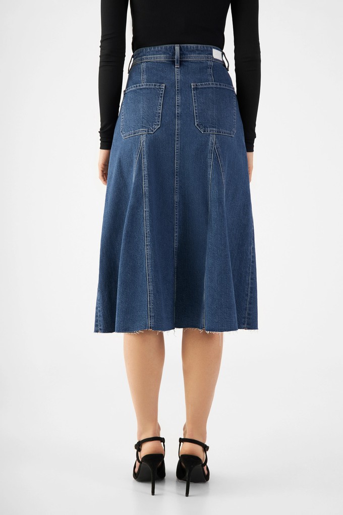 SOL Skirt Minimal Stretch - Midi - Vintage Blue from DAWN Denim SOL Skirt Minimal Stretch - Midi - Vintage Blue from DAWN Denim