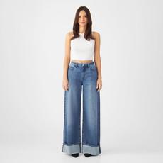 SUNNY Wide Leg Minimal Stretch - Turn Up - Medium Blue via DAWN Denim