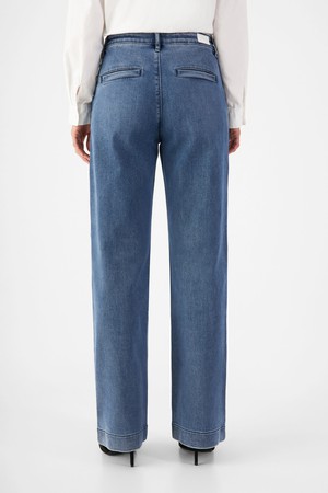 GLOW Flared Soft Tencel - Denim Chino - Medium Blue from DAWN Denim GLOW Flared Soft Tencel - Denim Chino - Medium Blue from DAWN Denim