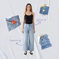 BLINK High Waist Culotte Jeans - Light Blue - Art on Broken Pieces via DAWN Denim