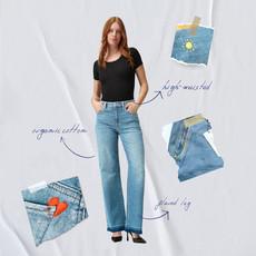 DEW Flared Soft Denim - Open Hem - Light Blue - Art on Broken Pieces via DAWN Denim