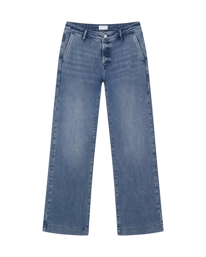 GLOW Flared Soft Tencel - Denim Chino - Medium Blue from DAWN Denim GLOW Flared Soft Tencel - Denim Chino - Medium Blue from DAWN Denim