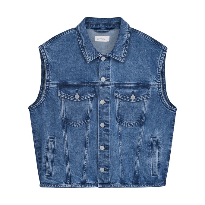 LUNAR Minimal Stretch - Biker Vest - Medium Blue from DAWN Denim