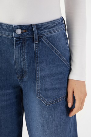 SUNNY Wide Leg Minimal Stretch - Worker - Medium Blue from DAWN Denim SUNNY Wide Leg Minimal Stretch - Worker - Medium Blue from DAWN Denim
