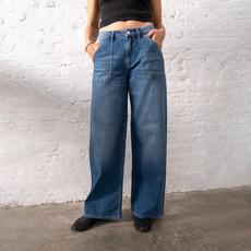 SUNNY Wide Leg Minimal Stretch - Worker - Medium Blue via DAWN Denim
