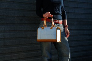 Small Post Bag | Leather & Fire-hose from Elvis & Kresse