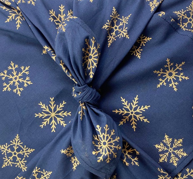 Furoshiki Gift Wrap - 3 Pack (Sizes Small, Medium & Large) Single Sided Bundle - Midnight Snowflakes from FabRap