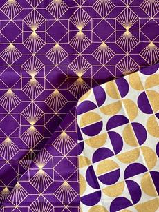 Furoshiki Gift Wrap Gold Moons & Plum Diamonds Fabric Gift Wrap - Double Sided (Reversible) via FabRap