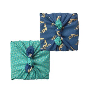 Furoshiki Gift Wrap Jade and Midnight Reindeer Fabric Gift Wrap - Double Sided (Reversible) from FabRap