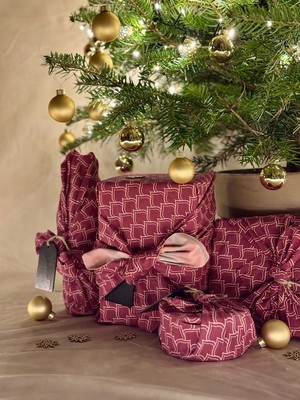 12 Piece Furoshiki Style Bundle - Burgundy & Blush from FabRap