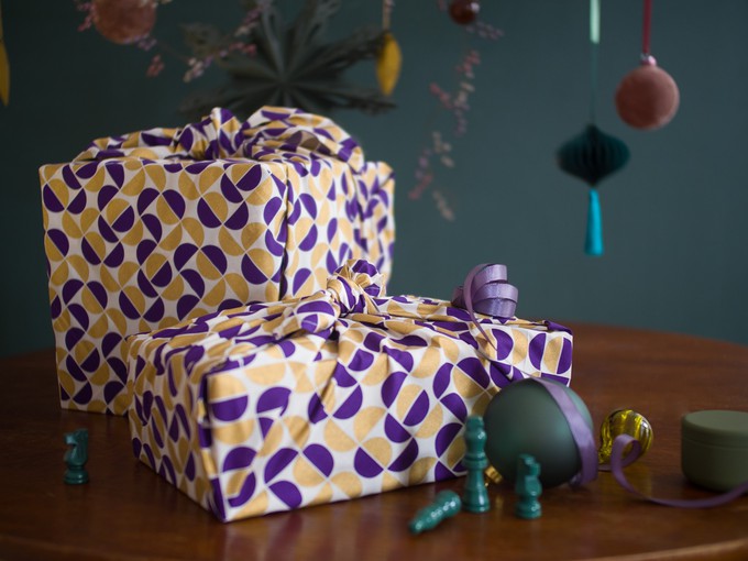 Furoshiki Gift Wrap Gold Moons Fabric Gift Wrap from FabRap