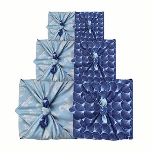 Furoshiki Gift Wrap - 3 Pack (Sizes S, M & L) Double Sided Bundle - Sky & Indigo Fans from FabRap