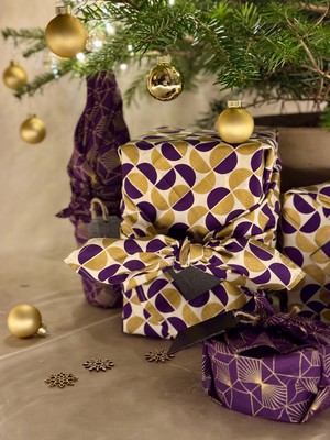 Furoshiki Gift Wrap Gold Moons Fabric Gift Wrap from FabRap