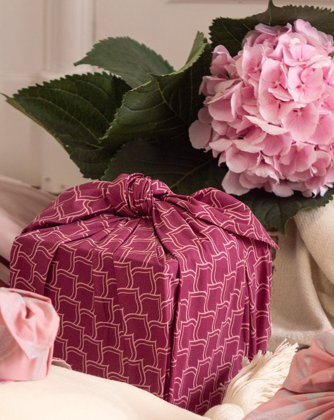 Furoshiki Gift Wrap - 3 Pack (Sizes Small, Medium & Large) Single Sided Bundle - Burgundy Arches from FabRap