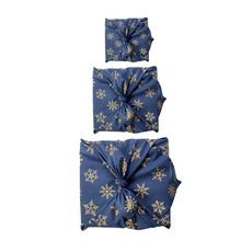 Furoshiki Gift Wrap - 3 Pack (Sizes Small, Medium & Large) Single Sided Bundle - Midnight Snowflakes via FabRap