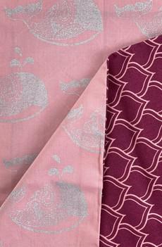 Furoshiki Gift Wrap Blush Whales & Maroon Arches Fabric Gift Wrap - Double Sided (Reversible) via FabRap