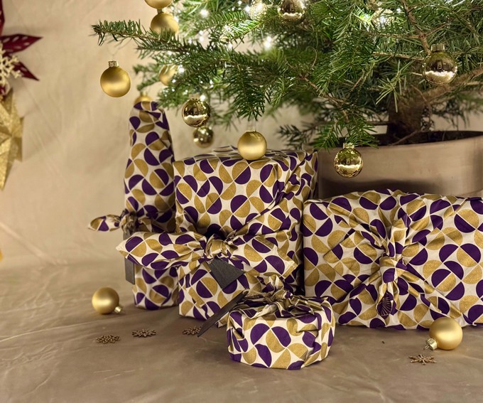 Furoshiki Gift Wrap Gold Moons Fabric Gift Wrap from FabRap