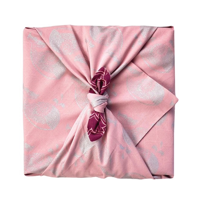 Furoshiki Gift Wrap Blush Whales & Burgundy Arches Fabric Gift Wrap - Double Sided (Reversible) from FabRap