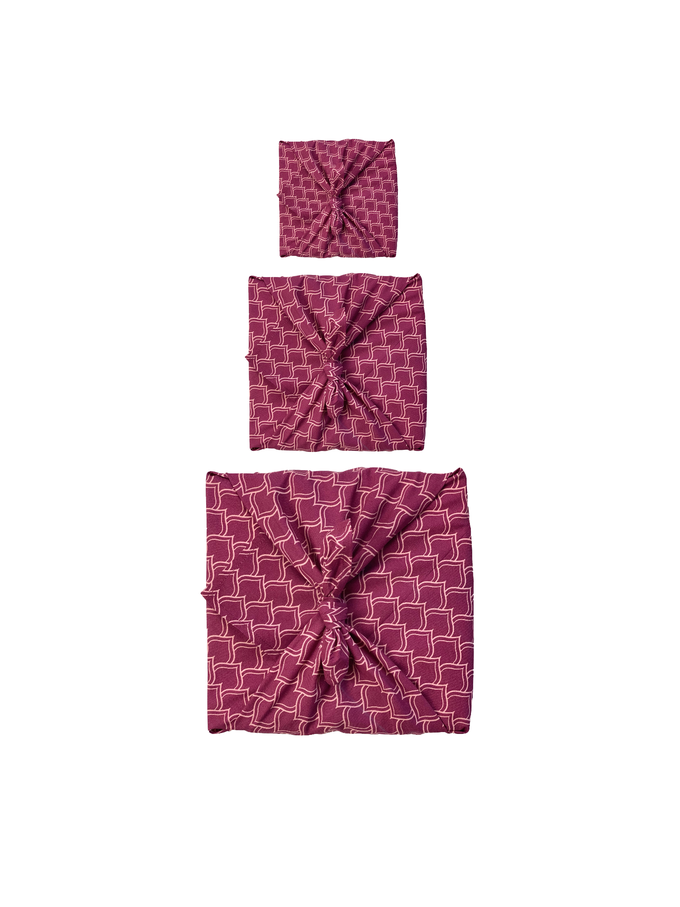 Furoshiki Gift Wrap - 3 Pack (Sizes Small, Medium & Large) Single Sided Bundle - Burgundy Arches from FabRap
