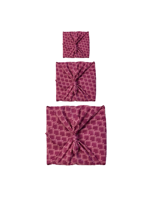 Furoshiki Gift Wrap - 3 Pack (Sizes Small, Medium & Large) Single Sided Bundle - Burgundy Arches from FabRap