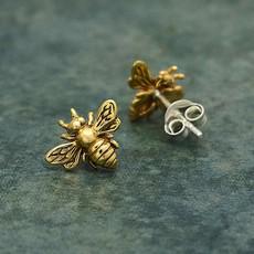 Zilveren studs met bronzen bij (groot) via Fairy Positron