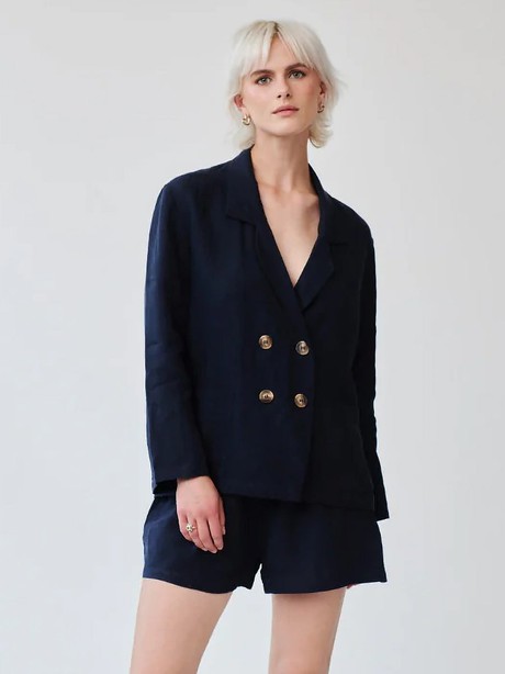 Ethically Made Navy Linen Suit With Shorts from Fanfare Label