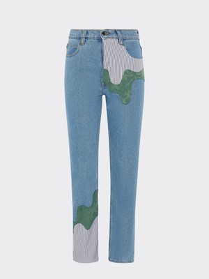 High Waisted Organic & Recycled Melt Patch Jeans from Fanfare Label