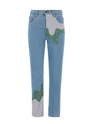 High Waisted Organic & Recycled Melt Patch Jeans from Fanfare Label