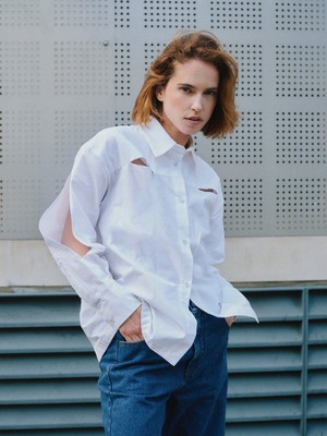 Seeing Eye Plain White Button Up Shirt from Fanfare Label